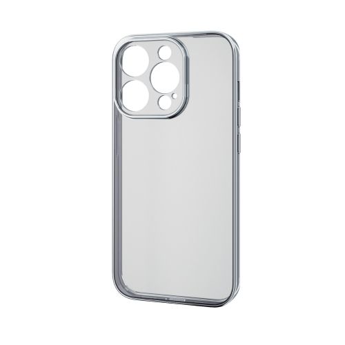 iPhone 15 Pro用ソフトケース/極限保護/メタリック加工/プラチナシルバー