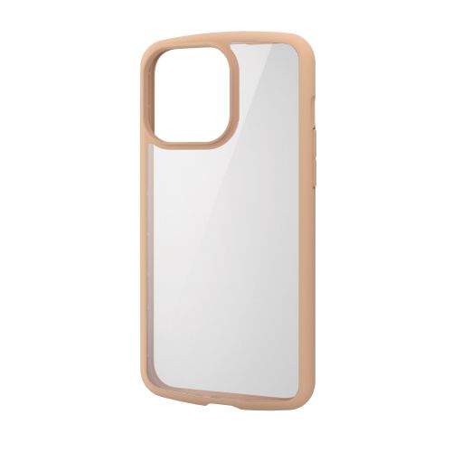 iPhone 15 Pro Max用ハイブリッドケース/TOUGH SLIM LITE/フレームカラー/背面クリア/ストラップシート付属/カフェオレ