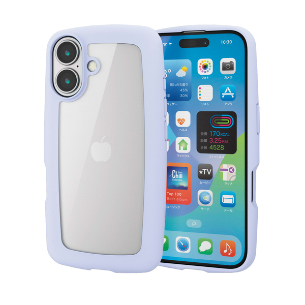 iPhone 16用ハイブリッドケース/&Me/ぷっくりフレーム/ラベンダー