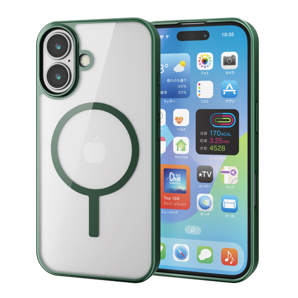 iPhone 16用ハイブリッドケース/フレームカラー/MAGKEEP/ディープグリーン