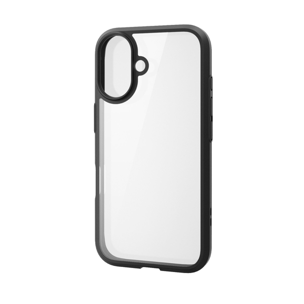 iPhone 16用ハイブリッドケース/背面クリア/TOUGH SLIM/360度保護/ガラスフィルム付き/ブラック
