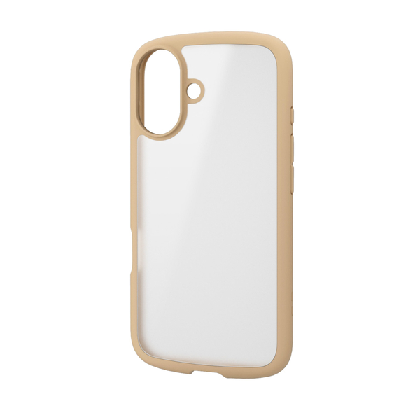 iPhone 16用ハイブリッドケース/TOUGH SLIM LITE/フレームカラー/背面クリア/シルキークリア/ストラップシート付属/カフェオレ