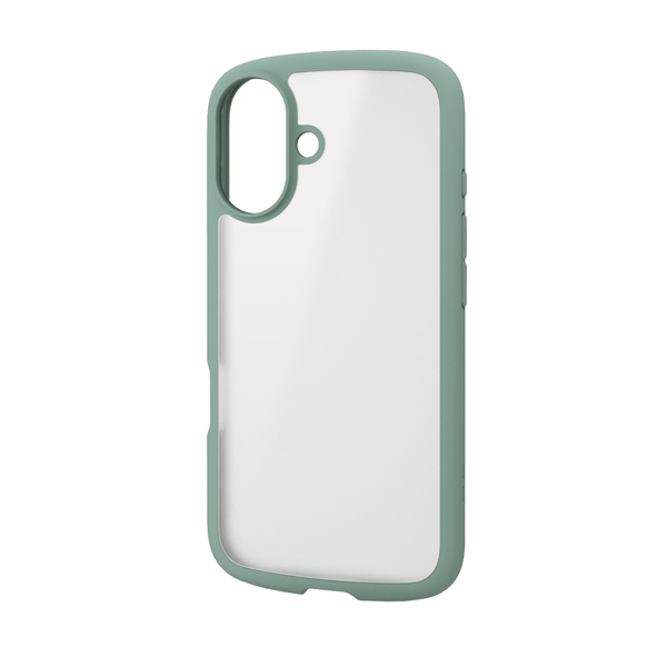 iPhone 16用ハイブリッドケース/TOUGH SLIM LITE/フレームカラー/背面クリア/シルキークリア/ストラップシート付属/グリーン