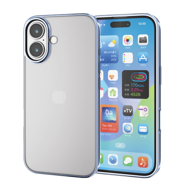 iPhone 16用ソフトケース/サイドメッキ/メタリックペールブルー
