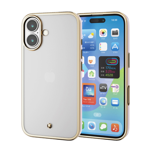 iPhone 16用ソフトケース/メタリックライン/ピンク