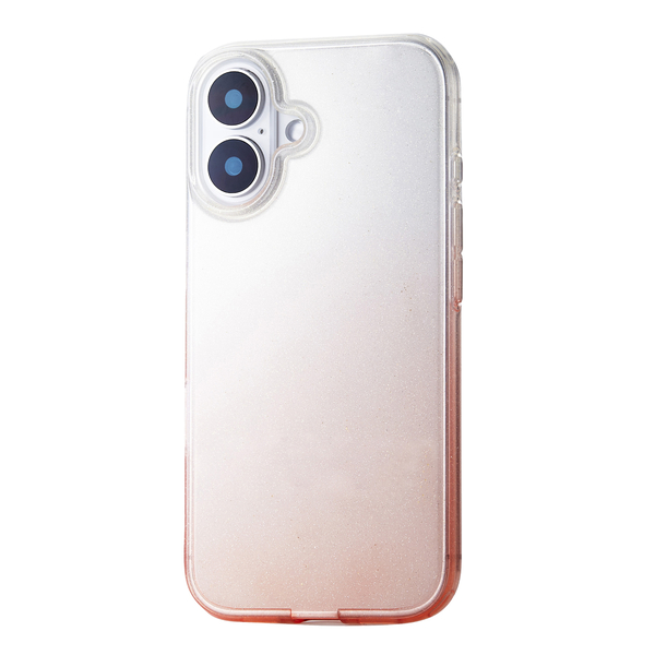iPhone 16用ソフトケース/グラデーションカラー/グリッター/Meliano/ピーチ