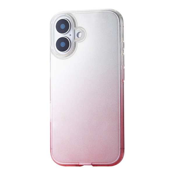 iPhone 16用ソフトケース/グラデーションカラー/グリッター/Meliano/ペールピンク