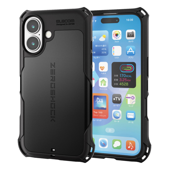 iPhone 16用ハイブリッドケース/ZEROSHOCK/ブラック
