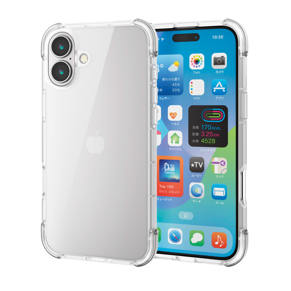 iPhone 16 Plus用ハイブリッドケース/エアバッグ/四隅/MUBRAIN/クリア×クリア