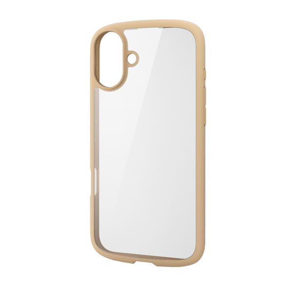 iPhone 16 Plus用ハイブリッドケース/TOUGH SLIM LITE/フレームカラー/背面クリア/ストラップシート付属/カフェオレ