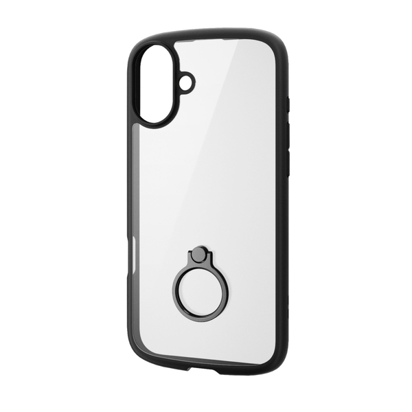 iPhone 16 Plus用ハイブリッドケース/TOUGH SLIM LITE/フレームカラー/背面クリア/リング付き/ストラップシート付属/ブラック