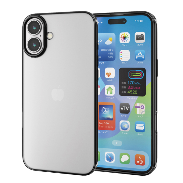iPhone 16 Plus用ソフトケース/サイドメッキ/メタリックブラック