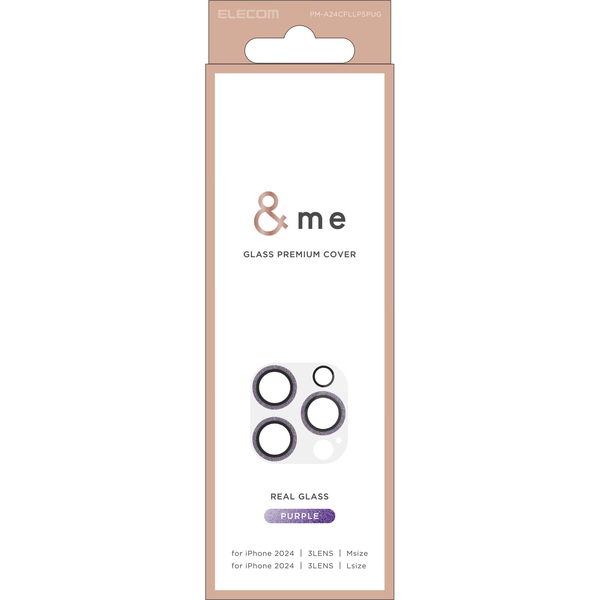 iPhone 16 Pro/iPhone 16 Pro Max用カメラレンズカバー/ガラス/&Me/グリッター仕様/パープル