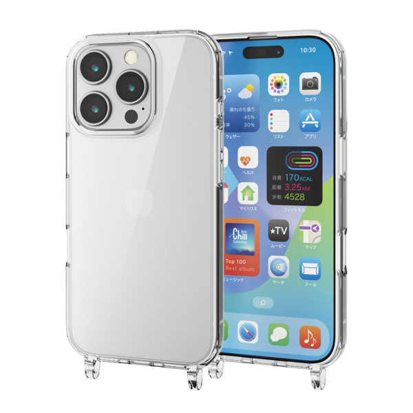 iPhone 16 Pro用ハイブリッドケース/ストラップホール付き/クリア