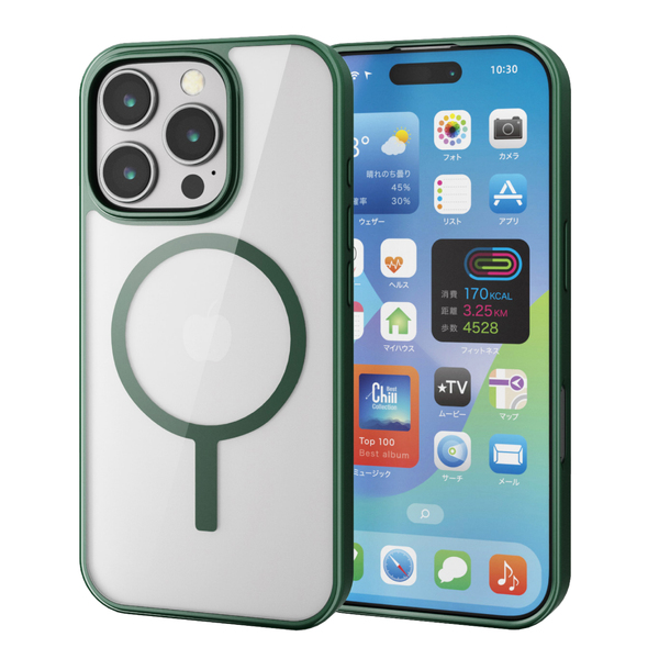 iPhone 16 Pro用ハイブリッドケース/フレームカラー/MAGKEEP/ディープグリーン