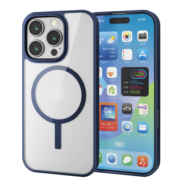 iPhone 16 Pro用ハイブリッドケース/フレームカラー/MAGKEEP/ネイビー