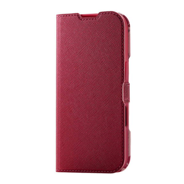 iPhone 16 Pro用レザーケース/手帳型/UltraSlim/Flowers/薄型/磁石付き/ディープピンク