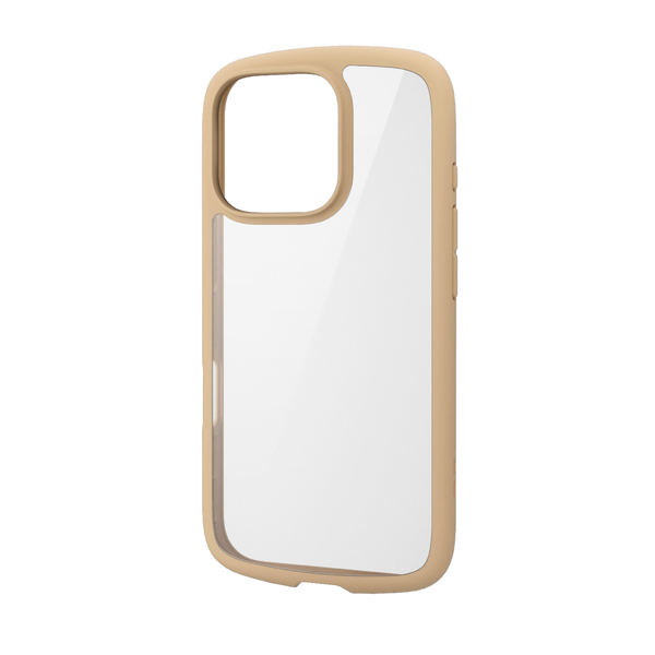 iPhone 16 Pro用ハイブリッドケース/TOUGH SLIM LITE/フレームカラー/背面クリア/ストラップシート付属/カフェオレ