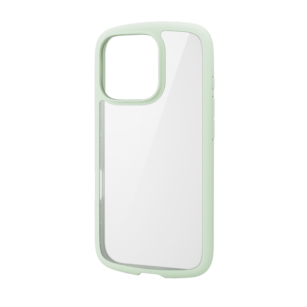 iPhone 16 Pro用ハイブリッドケース/TOUGH SLIM LITE/フレームカラー/背面クリア/ストラップシート付属/ピスタチオグリーン