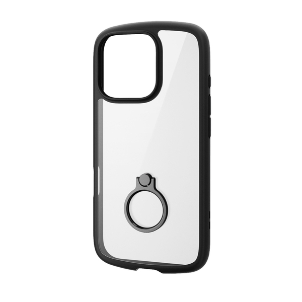 iPhone 16 Pro用ハイブリッドケース/TOUGH SLIM LITE/フレームカラー/背面クリア/リング付き/ストラップシート付属/ブラック