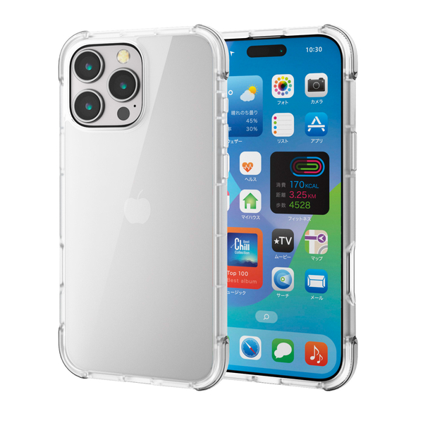 iPhone 16 Pro Max用ハイブリッドケース/エアバッグ/四隅/MUBRAIN/クリア×クリア