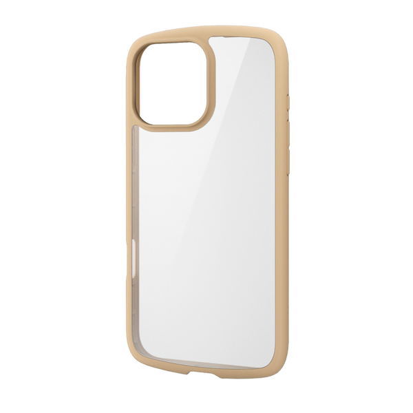 iPhone 16 Pro Max用ハイブリッドケース/TOUGH SLIM LITE/フレームカラー/背面クリア/ストラップシート付属/カフェオレ