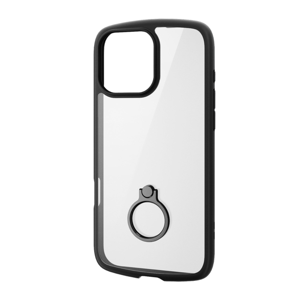 iPhone 16 Pro Max用ハイブリッドケース/TOUGH SLIM LITE/フレームカラー/背面クリア/リング付き/ストラップシート付属/ブラック