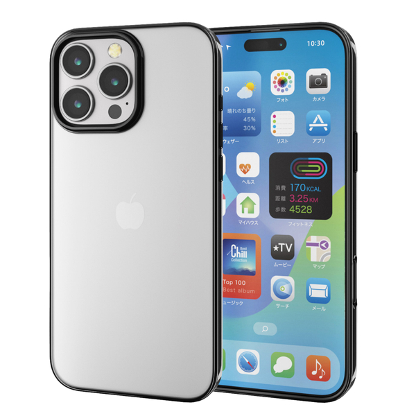 iPhone 16 Pro Max用ソフトケース/サイドメッキ/メタリックブラック