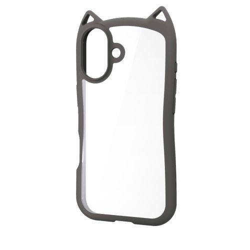 iPhone 17/ハイブリッドケース/フレームカラー/CAT/メタルステッカー付/スモーキー