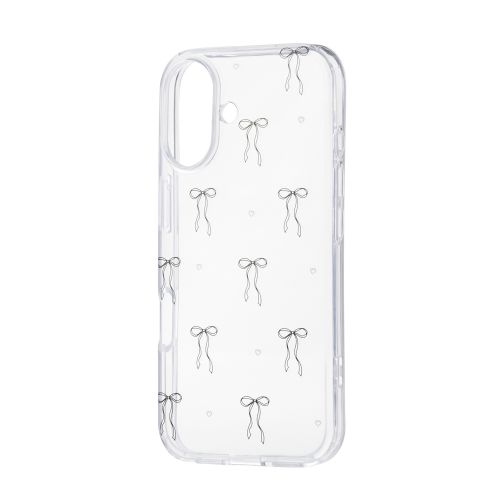 iPhone 17/ソフトケース/IMLリボン・ハート/ブラック