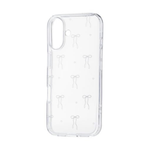 iPhone 17/ソフトケース/IMLリボン・ハート/シルバー