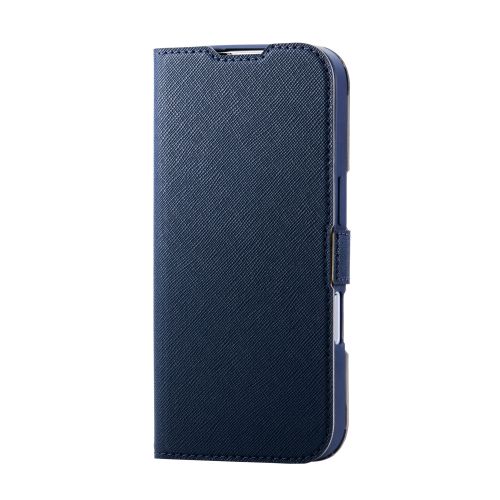 iPhone 17/手帳型ケース/薄型/磁石付/フラワーズ/ネイビー