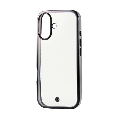 iPhone 17/ソフトケース/メタリックライン/メタルステッカー付/ブラックグレージュ