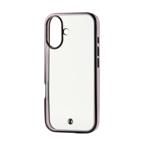 iPhone 17/ソフトケース/メタリックライン/メタルステッカー付/ブラックピンク