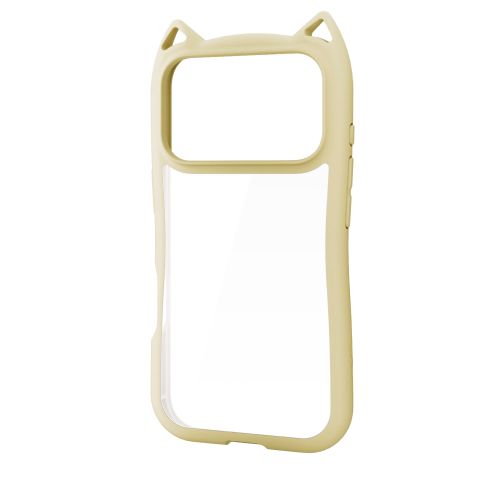 iPhone 17 Pro/ハイブリッドケース/フレームカラー/CAT/メタルステッカー付/キナコ