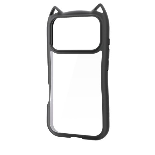 iPhone 17 Pro/ハイブリッドケース/フレームカラー/CAT/メタルステッカー付/ナイトキャット