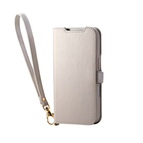 iPhone 17 Pro/手帳型ケース/磁石付/耐衝撃/ハンドストラップ付/グレージュ