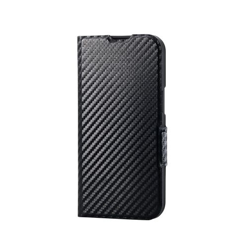 iPhone 16e/レザーケース/手帳型/UltraSlim/薄型/磁石付き/カーボンブラック