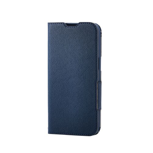 iPhone 16e/レザーケース/手帳型/UltraSlim/Flowers/薄型/磁石付き/ネイビー