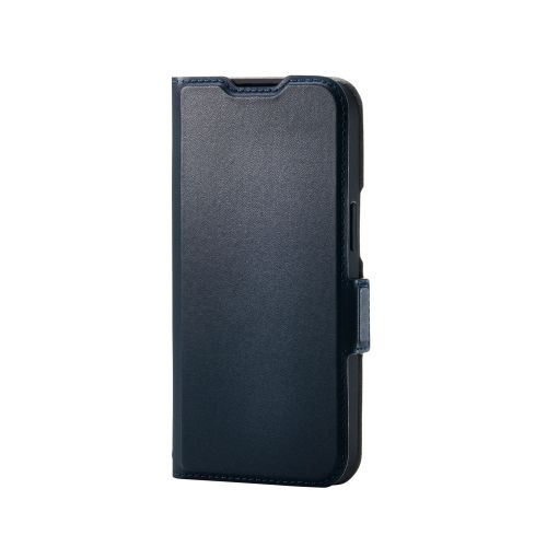 iPhone 16e/レザーケース/手帳型/耐衝撃/磁石付き/ステッチ/カード収納充実/ネイビー