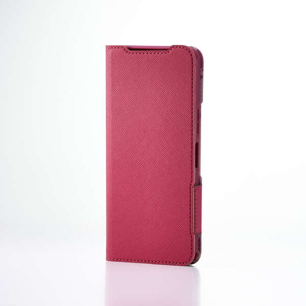 BASIO active3/レザーケース/手帳型/UltraSlim/Flowers/薄型/超軽量/磁石付き/デープピンク