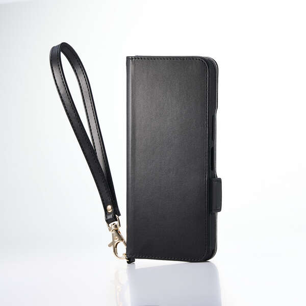 BASIO active3/ソフトレザーケース/磁石付/耐衝撃/ハンドストラップ付/ブラック