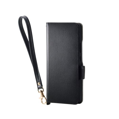 OPPO Reno 13A/ソフトレザーケース/磁石付/耐衝撃ハンドストラップ付/ブラック