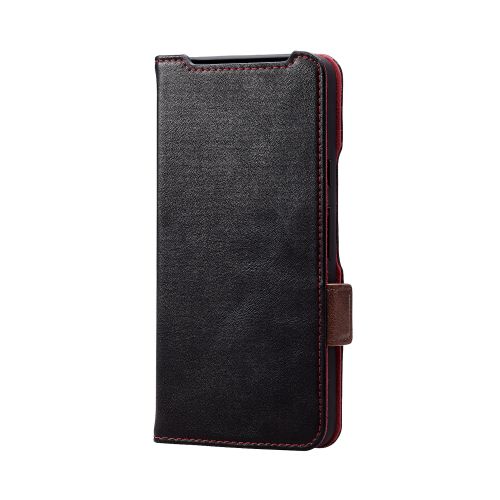 Google Pixel 8用レザーケース/手帳型/ステッチ/耐衝撃/磁石付き/ブラック