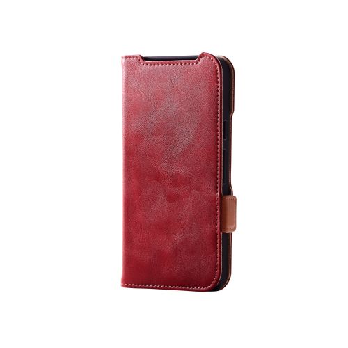 Google Pixel 9/Google Pixel 9 Pro用レザーケース/手帳型/ステッチ/耐衝撃/磁石付き/レッド