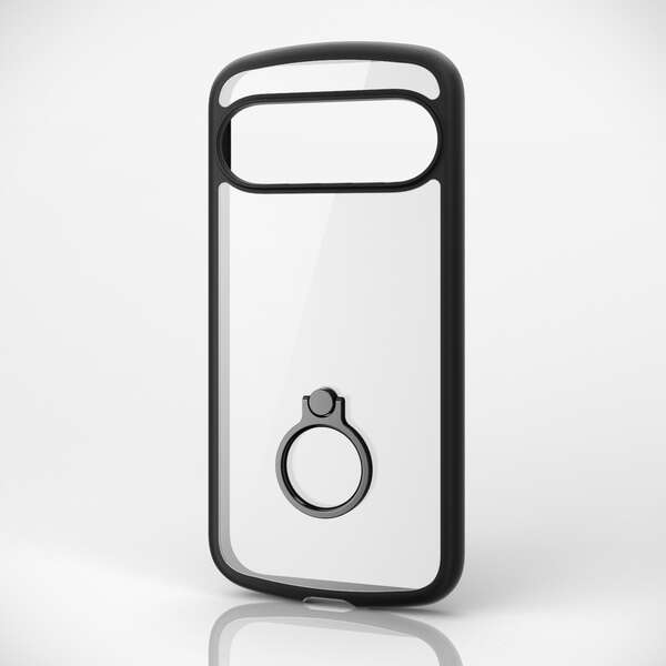 Google Pixel 9/Google Pixel 9 Pro用ハイブリッドケース/TOUGH SLIM LITE/フレームカラー/背面クリア/リング付き/ストラップシート付属/ブラック