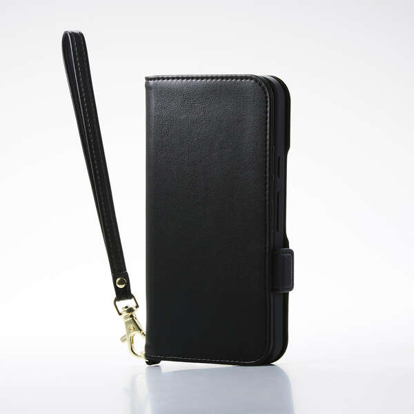 Google Pixel 9a/ソフトレザーケース/磁石付/耐衝撃/ハンドストラップ付/ブラック