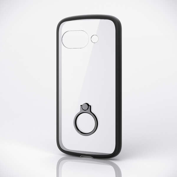 Google Pixel 9a/ハイブリッドケース/TOUGH SLIM LITE/フレームカラー/背面クリア/リング付き/ストラップシート付属/ブラック