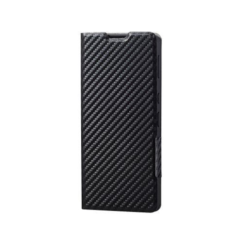 AQUOS sense6s(SHG07)/AQUOS sense6用レザーケース/手帳型/UltraSlim/薄型/磁石付き/カーボン調(ブラック)