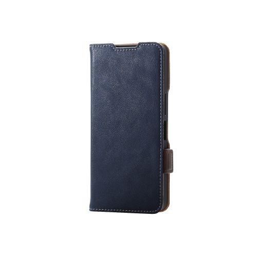 AQUOS wish4 (SH-52E)用レザーケース/手帳型/ステッチ/耐衝撃/磁石付き/ネイビー
